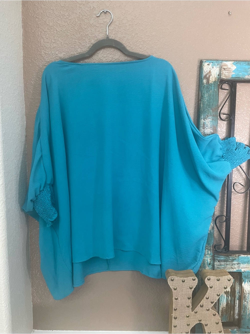Women's Teal Blue Dolman Tunic Top